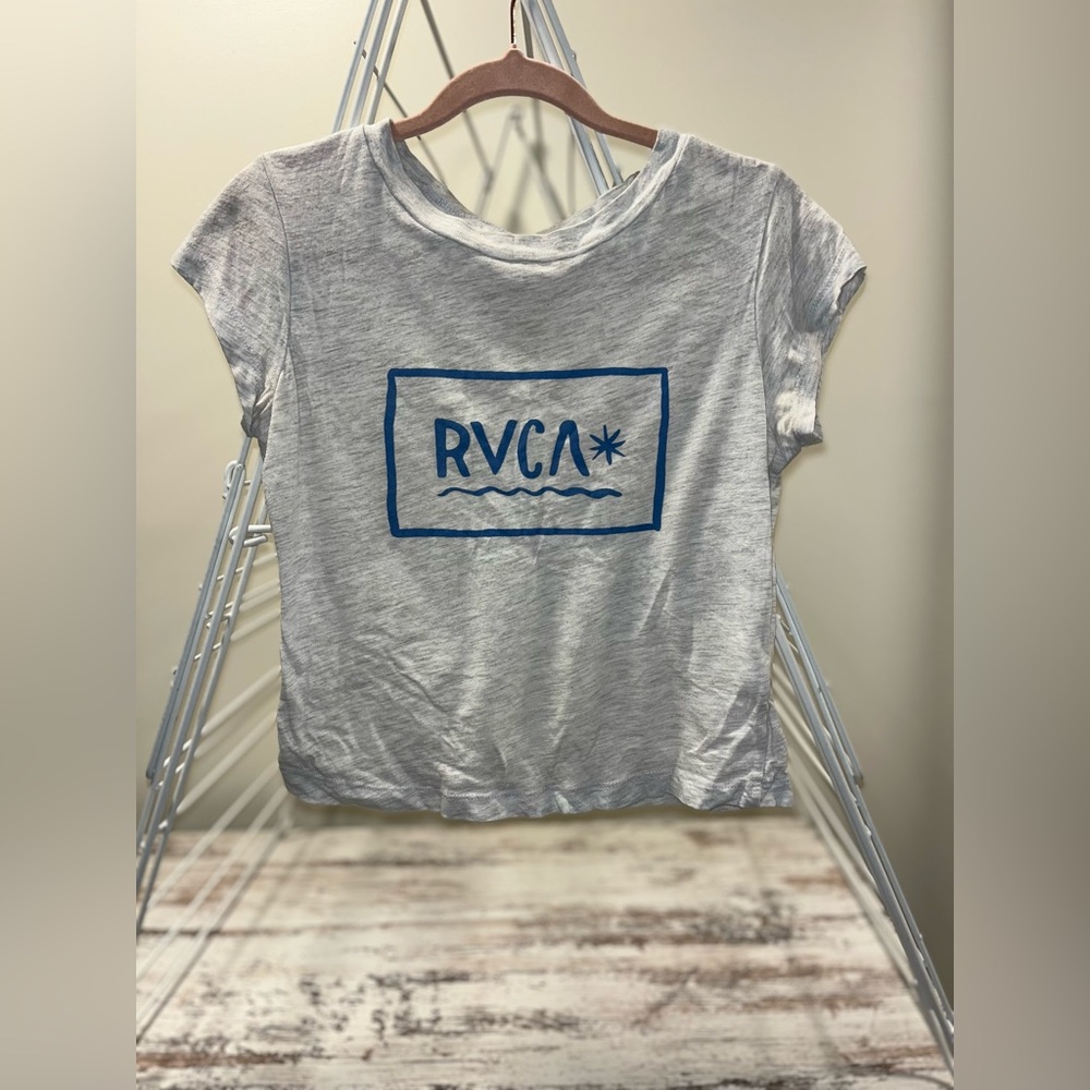RVCA Heathered Tee with Blue Logo